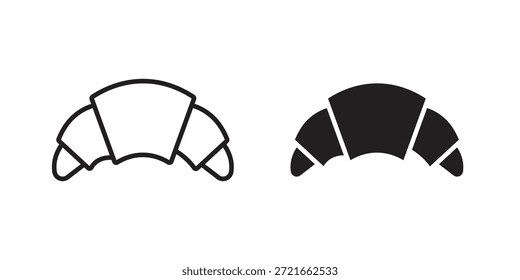 Croissant-Symbol flach und dünn Strich Vektorpaket. Bearbeitbarer Symbolsatz