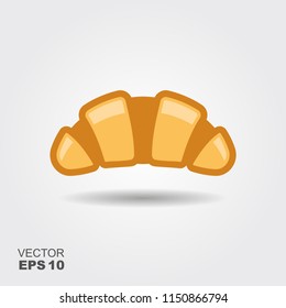 Croissant icon. Flat vector illustration with shadow