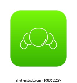 Croissant icon green vector isolated on white background