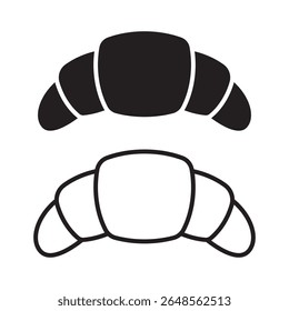 Croissant icon. Croissant icons solid and linear style.