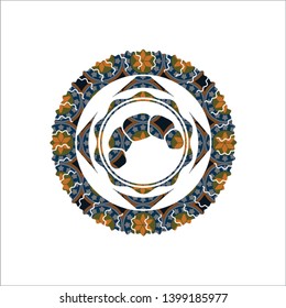 croissant icon inside arabesque badge. arabic decoration.