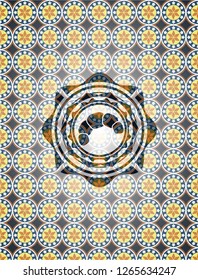 croissant icon inside arabesque emblem background. arabic decoration.