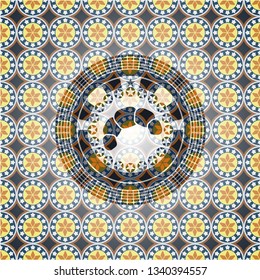 croissant icon inside arabesque emblem. arabic decoration.
