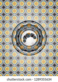 croissant icon inside arabesque style badge. arabic decoration.