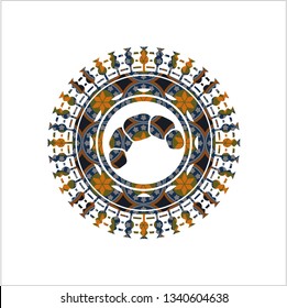croissant icon inside arabesque style emblem. arabic decoration.