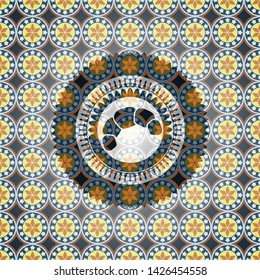 croissant icon inside arabesque style emblem. arabic decoration.