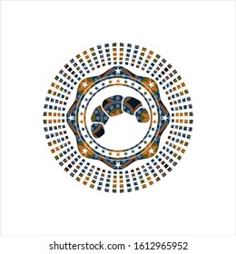croissant icon inside arabesque style emblem. arabic decoration.