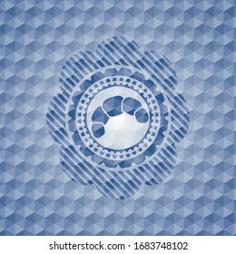 croissant icon inside blue hexagon badge.