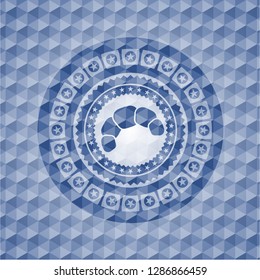 croissant icon inside blue polygonal badge.