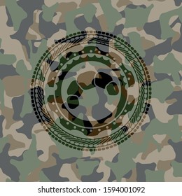 croissant icon inside camouflage emblem