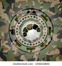 croissant icon inside camouflage texture