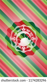 croissant icon inside christmas colors style badge.
