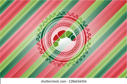 croissant icon inside christmas style badge..