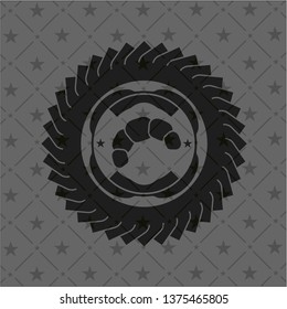 croissant icon inside dark emblem