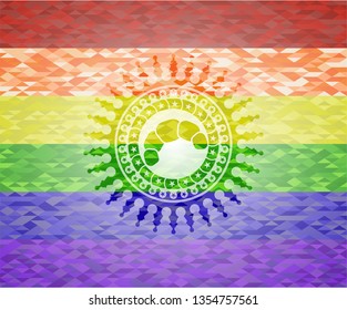 croissant icon inside lgbt colors emblem 