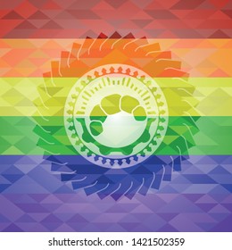 croissant icon inside lgbt colors emblem 