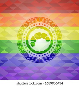 croissant icon inside lgbt colors emblem 