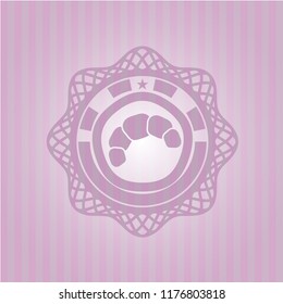 croissant icon inside pink emblem. Retro