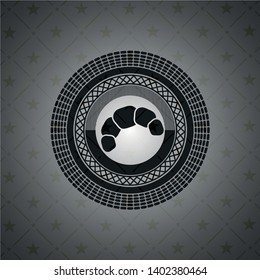 croissant icon inside realistic black emblem