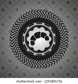 croissant icon inside realistic dark emblem