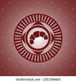 croissant icon inside realistic red emblem