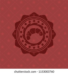 croissant icon inside red emblem. Vintage.
