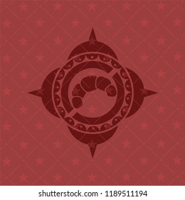 croissant icon inside red emblem. Retro