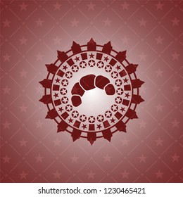 croissant icon inside red emblem. Retro
