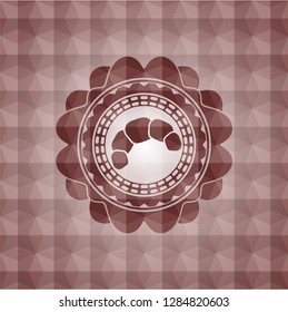 croissant icon inside red emblem with geometric pattern. Seamless.
