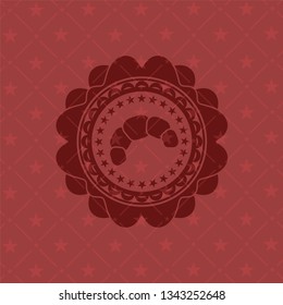 croissant icon inside red emblem. Vintage.