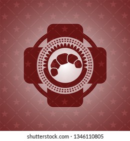 croissant icon inside red emblem. Vintage.