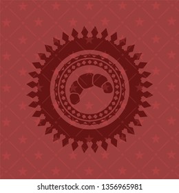 croissant icon inside red emblem. Retro