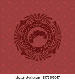croissant icon inside red emblem. Retro