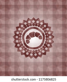 croissant icon inside red geometric badge. Seamless.