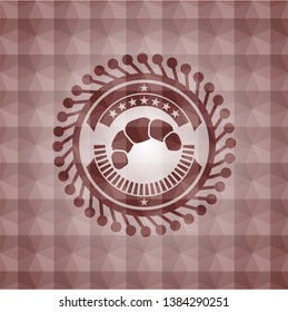 croissant icon inside red geometric badge. Seamless.