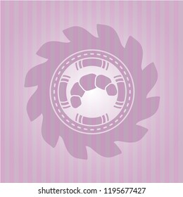croissant icon inside retro pink emblem