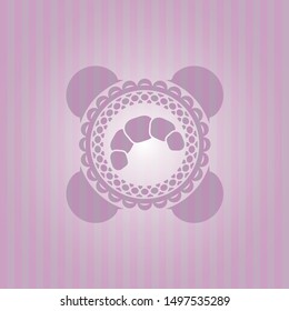 croissant icon inside retro pink emblem