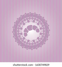 croissant icon inside retro pink emblem