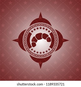 croissant icon inside retro red emblem