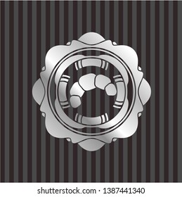 croissant icon inside silver emblem