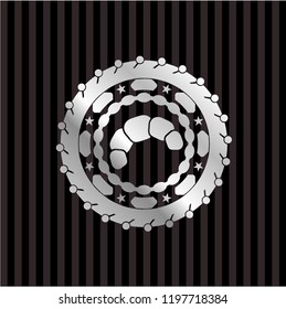 croissant icon inside silver shiny emblem