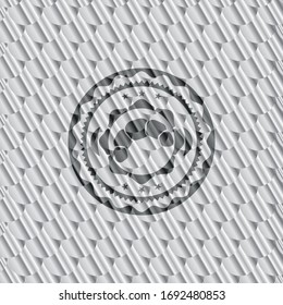 icono de croissant en el interior de una placa brillante plateada. Patrón de escalas. Ilustración vectorial. Detallado.