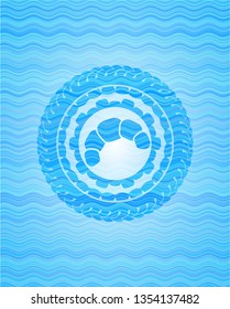 croissant icon inside water concept style badge.