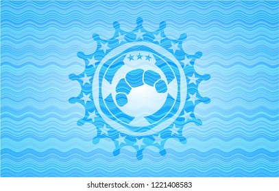 croissant icon inside water emblem background.