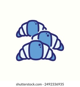 Icono de croissant, icono aislado azul del tema panadería