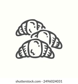 croissant icon, isolated handdrawn icon theme bakery
