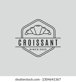 croissant icon line art logo vector symbol illustration design