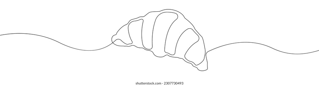 Croissant icon line continuous drawing vector. One line Croissant icon vector background. Croissant pastry icon. Continuous outline of a French style croissant icon.
