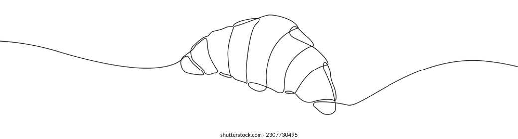 Croissant icon line continuous drawing vector. One line Croissant icon vector background. Croissant pastry icon. Continuous outline of a French style croissant icon.