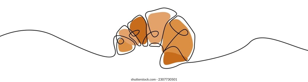 Croissant icon line continuous drawing vector. One line Croissant icon vector background. Croissant pastry icon. Continuous outline of a French style croissant icon.